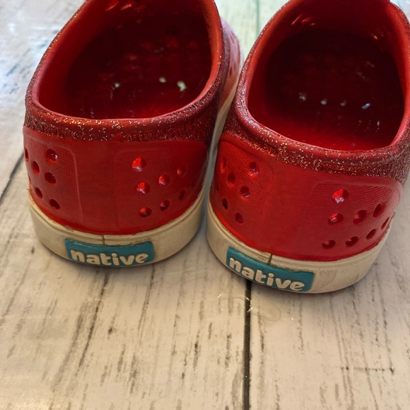 Toddler Red Glitter Miller Native Shoes - Picture 2 of 3